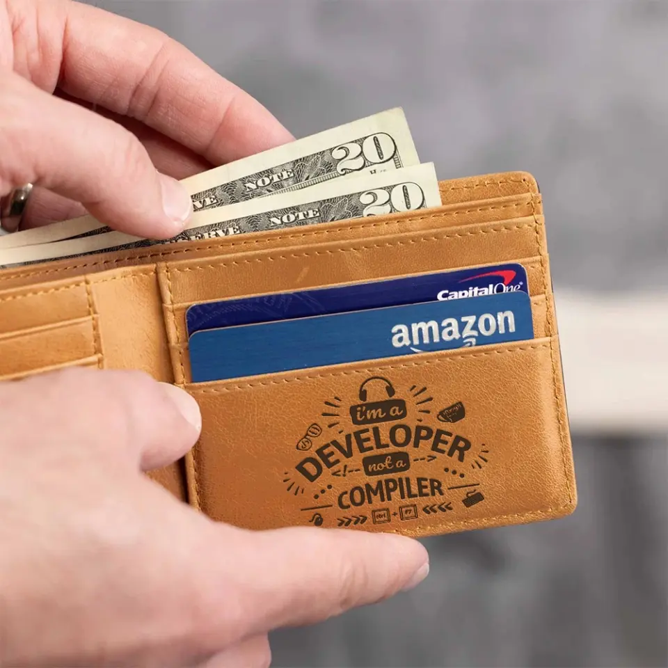 I'm A Developer Not A Compiler - Personalized Engraved Leather Wallet - Gift For Coder, Engineer, Developer - Image 4