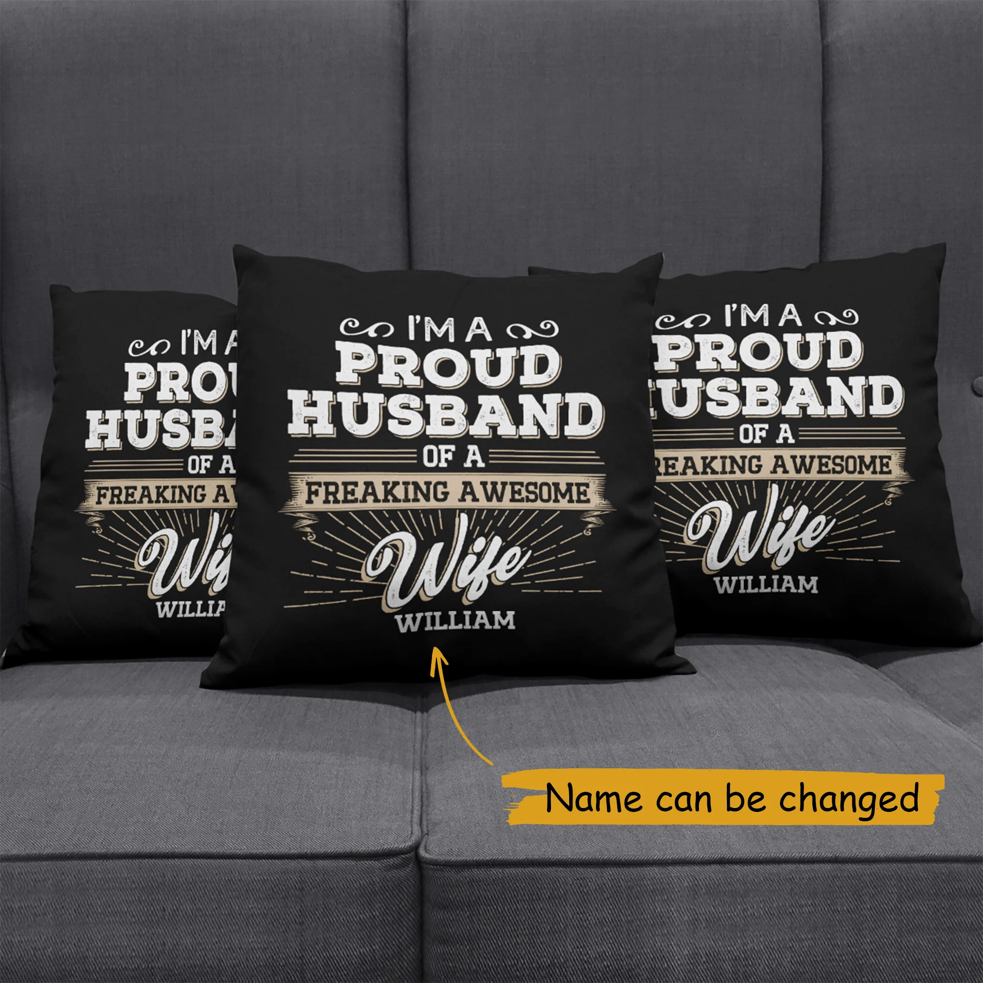 I'm A Proud Husband Of A Freaking Awesome Wife Personalized Pillow - Image 3