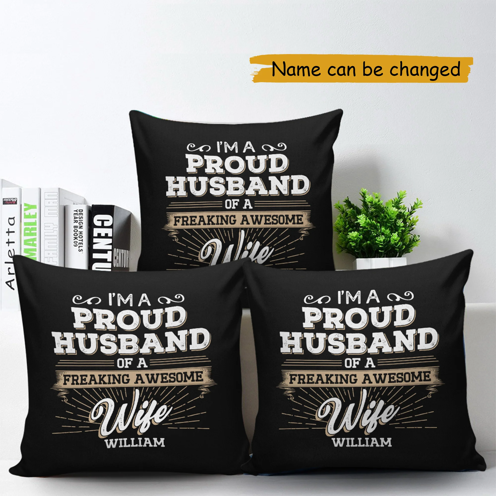 I'm A Proud Husband Of A Freaking Awesome Wife Personalized Pillow - Image 4