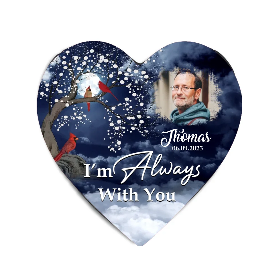 I'm Always with You - Cardinal Memorial Stone - Heart-shaped Stones for Indoor Outdoor Decor - Sympathy Giftf for Loss of Mom, Dad - Image 2