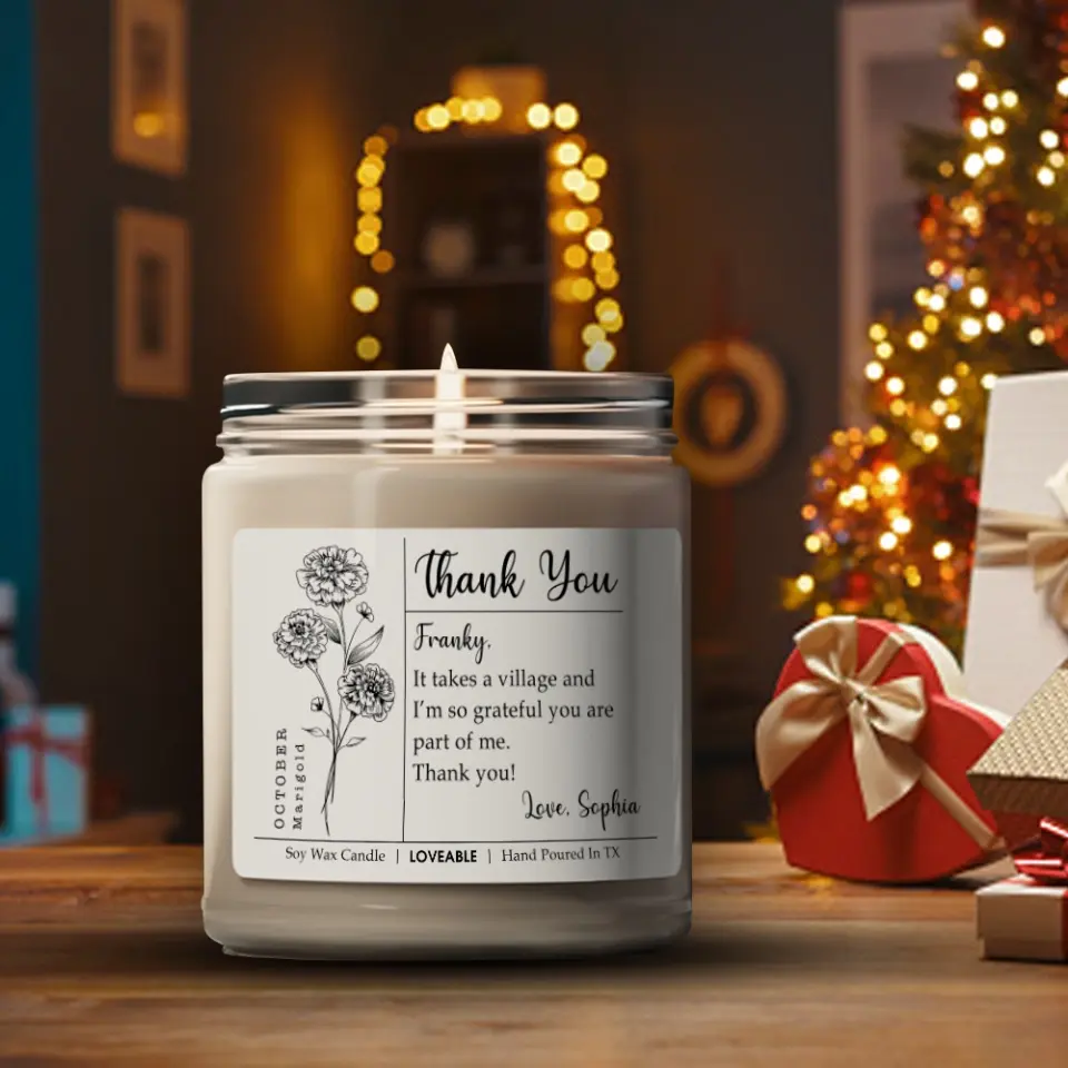 It Takes A Village And I'm Grateful You Are Part Of Me - Personalized Candle - Thank You Gift For Teacher - Image 4