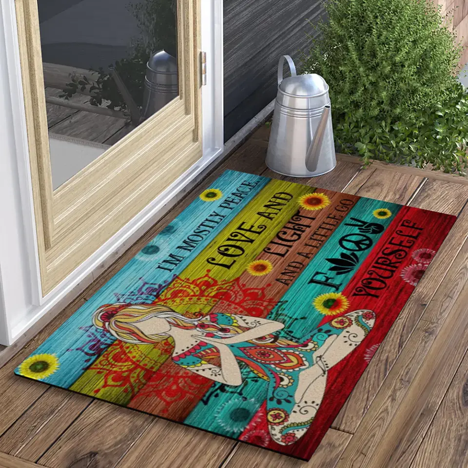 I'm Mostly Peace Love And Light Doormat Housewarming Gift For Spiritual People - Image 2