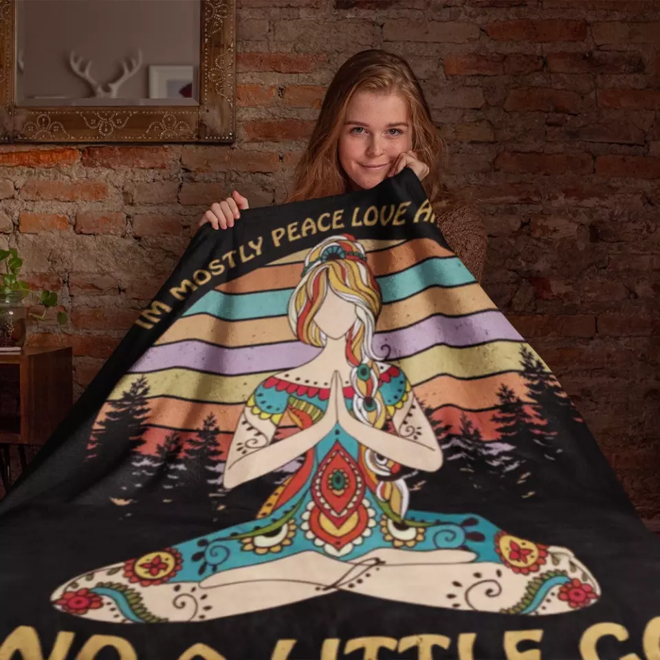 Im Mostly Peace Love And Light Spiritual People Blanket - Image 2