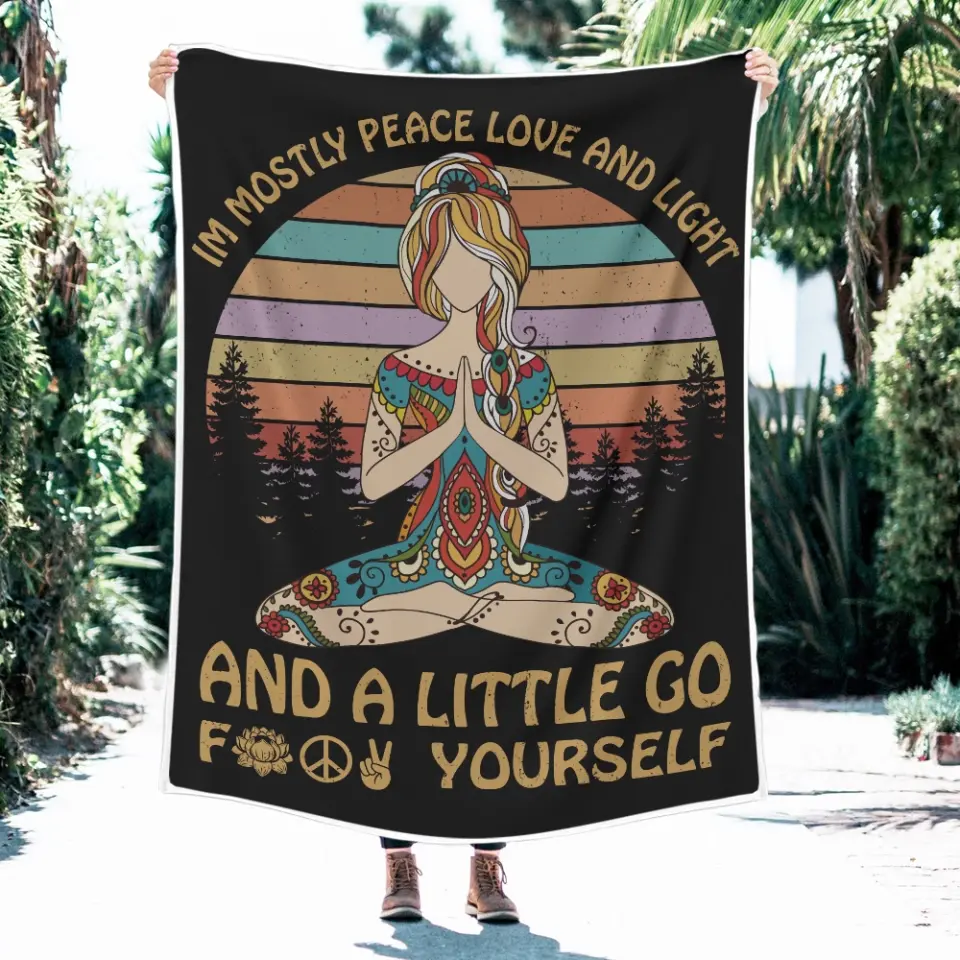 Im Mostly Peace Love And Light Spiritual People Blanket - Image 3