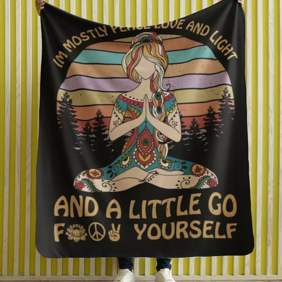 Im Mostly Peace Love And Light Spiritual People Blanket - Image 4
