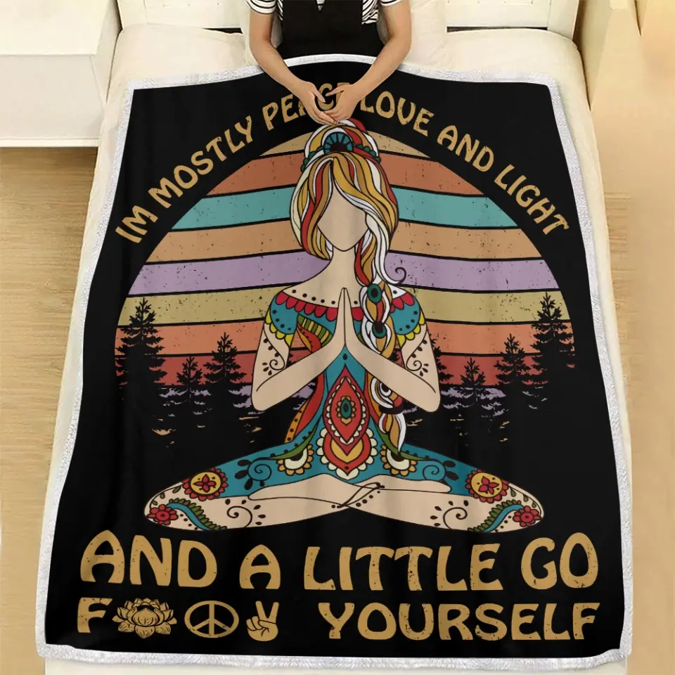 Im Mostly Peace Love And Light Spiritual People Blanket - Image 5