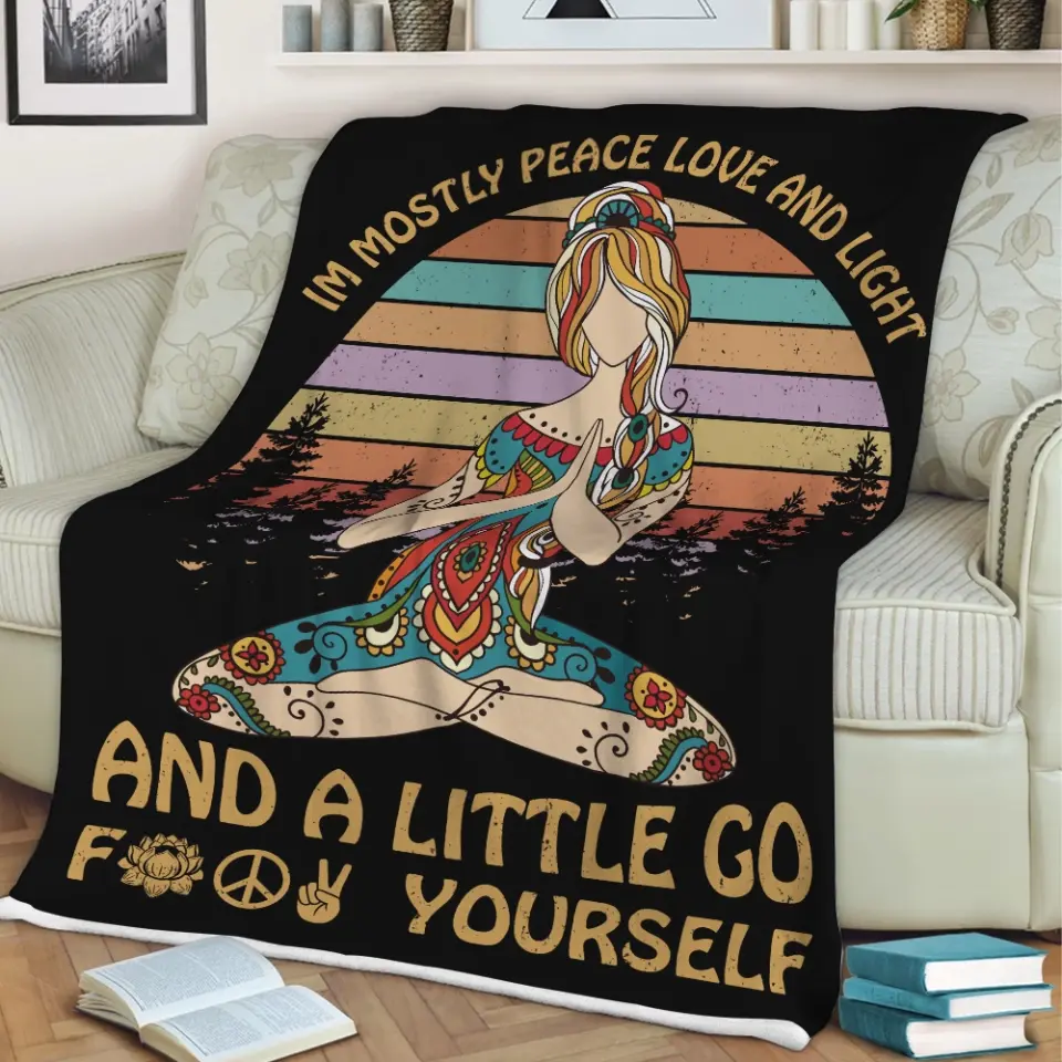 Im Mostly Peace Love And Light Spiritual People Blanket - Image 6