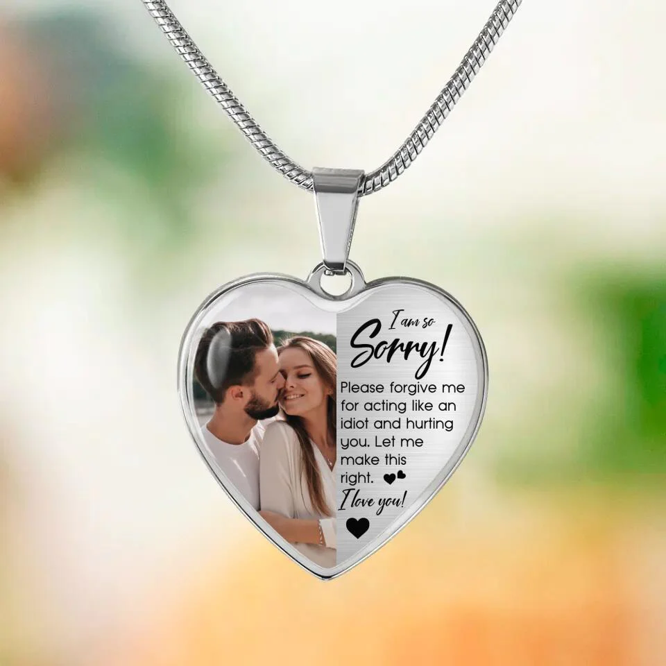 I'm So Sorry Please Forgive Me Personalized Silver Necklace - Image 3