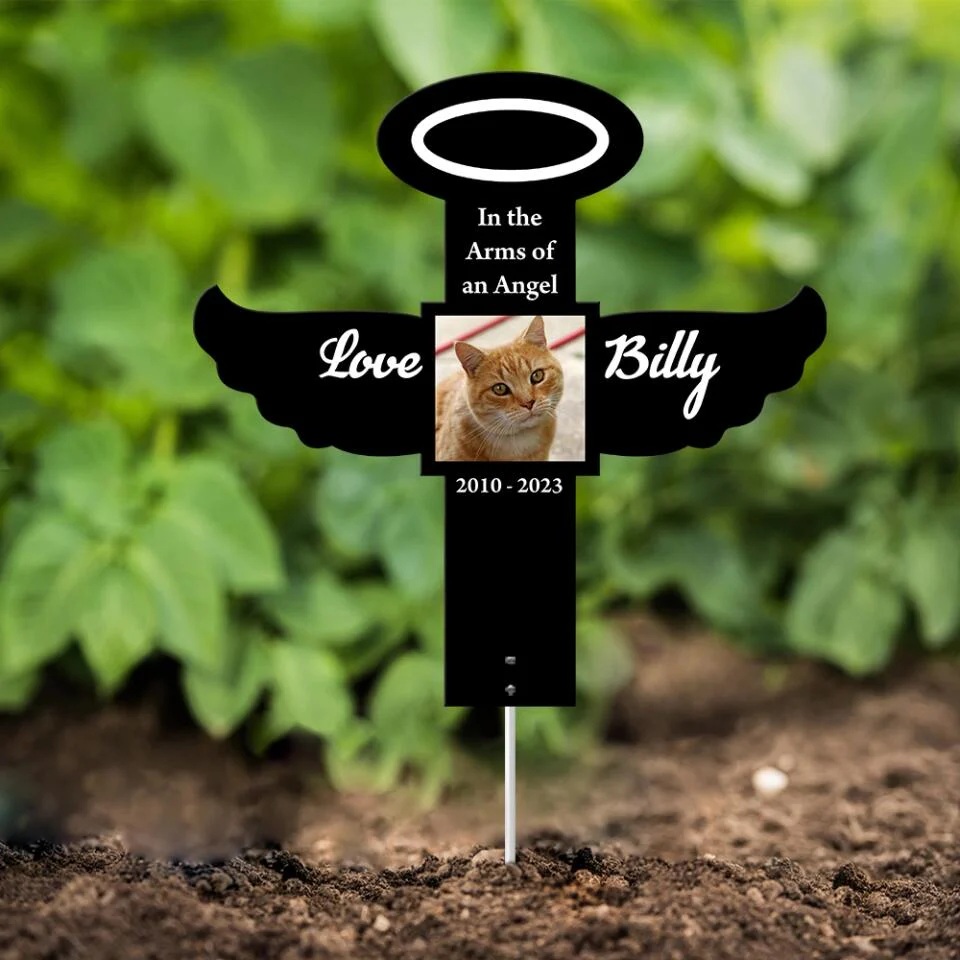 In the Arms of an Angel Personalized Cross Shape Metal Sign - Image 4