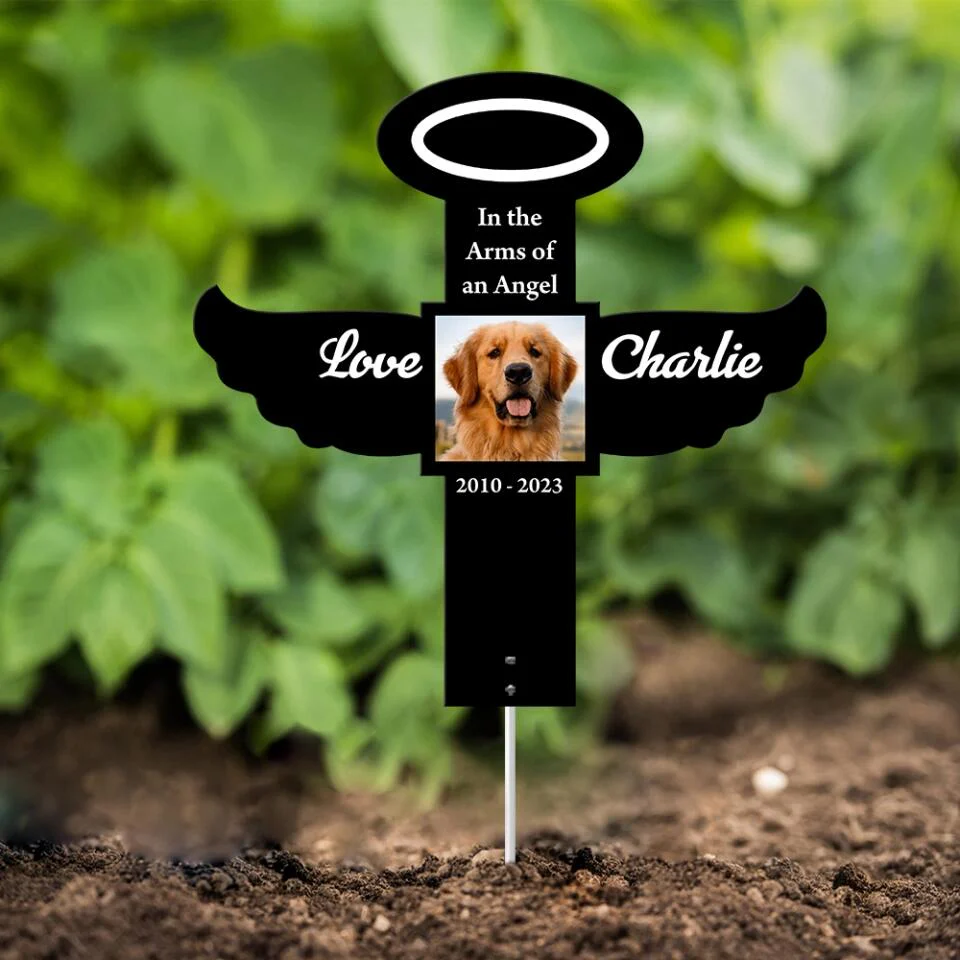 In the Arms of an Angel Personalized Cross Shape Metal Sign - Image 6