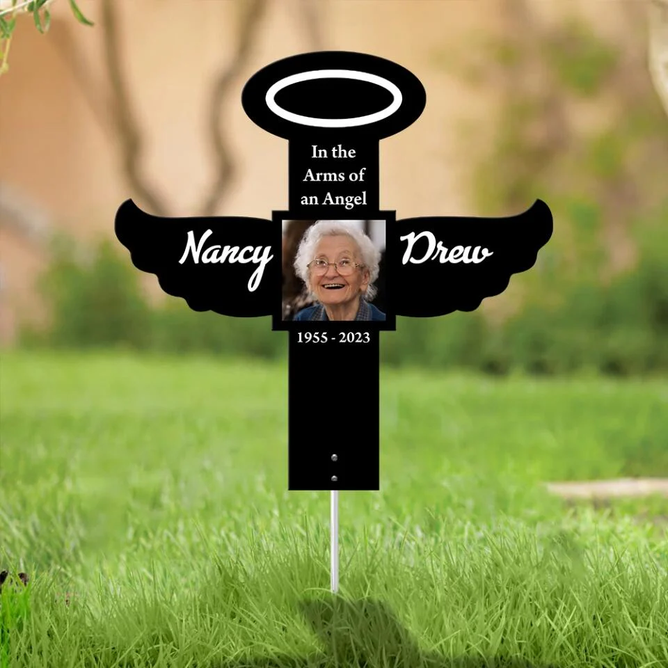 In the Arms of an Angel Personalized Cross Shape Metal Sign - Image 9