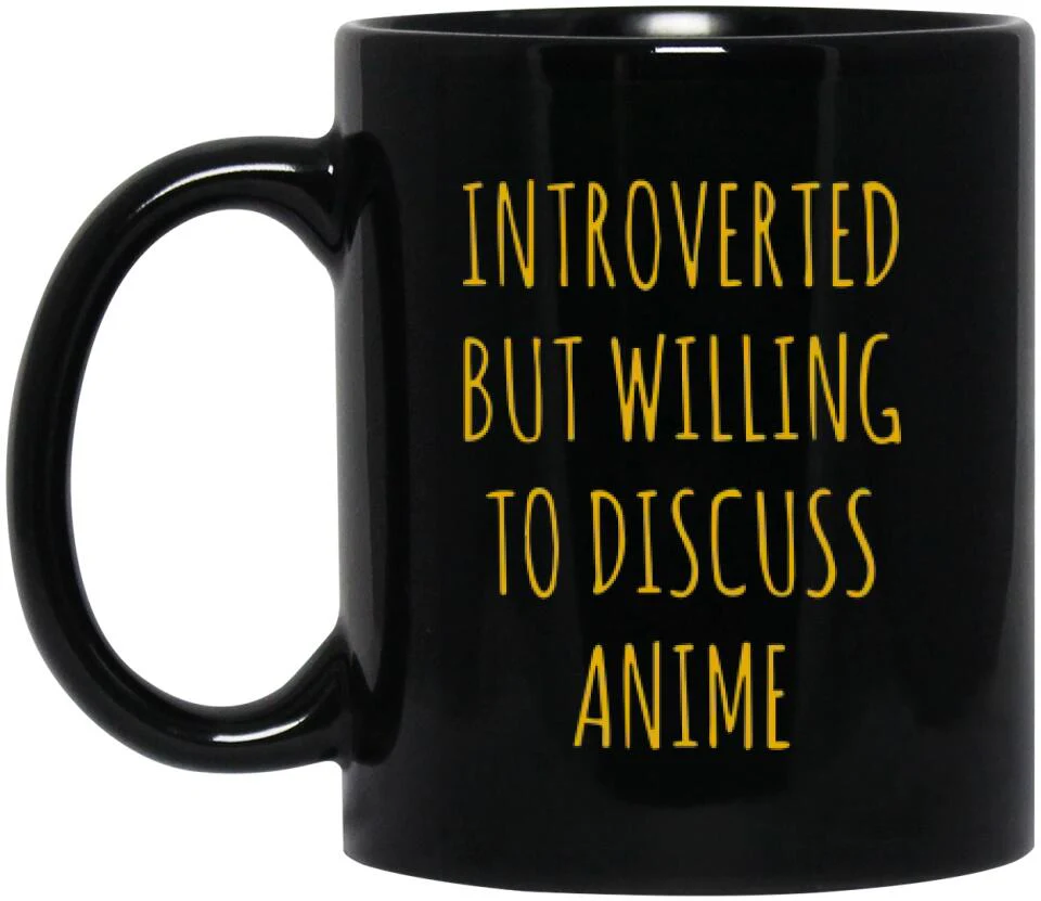 Introverted But Willing to Discuss Anime - Personalized 11oz 15oz Black Mug - Christmas Gift for BFF - Image 3