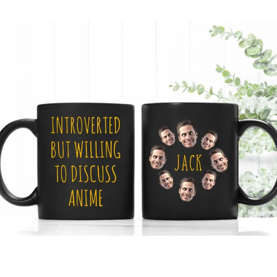 Introverted But Willing to Discuss Anime - Personalized 11oz 15oz Black Mug - Christmas Gift for BFF - Image 4