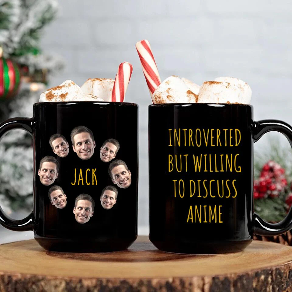 Introverted But Willing to Discuss Anime - Personalized 11oz 15oz Black Mug - Christmas Gift for BFF - Image 6
