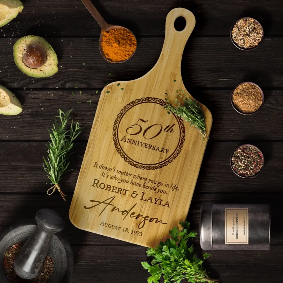 It Doesn't Matter Where You Go In Life - Personalized Wood Cutting Board - Anniversary Gift - Image 6