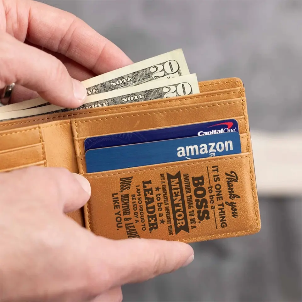 It Is One Thing To Be A Boss - Engraved Leather Wallet - Image 3