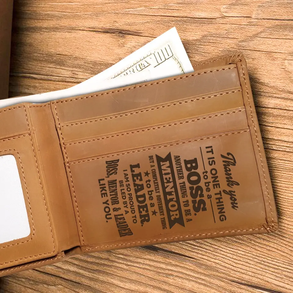 It Is One Thing To Be A Boss - Engraved Leather Wallet - Image 4