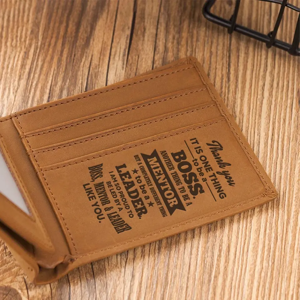 It Is One Thing To Be A Boss - Engraved Leather Wallet - Image 5