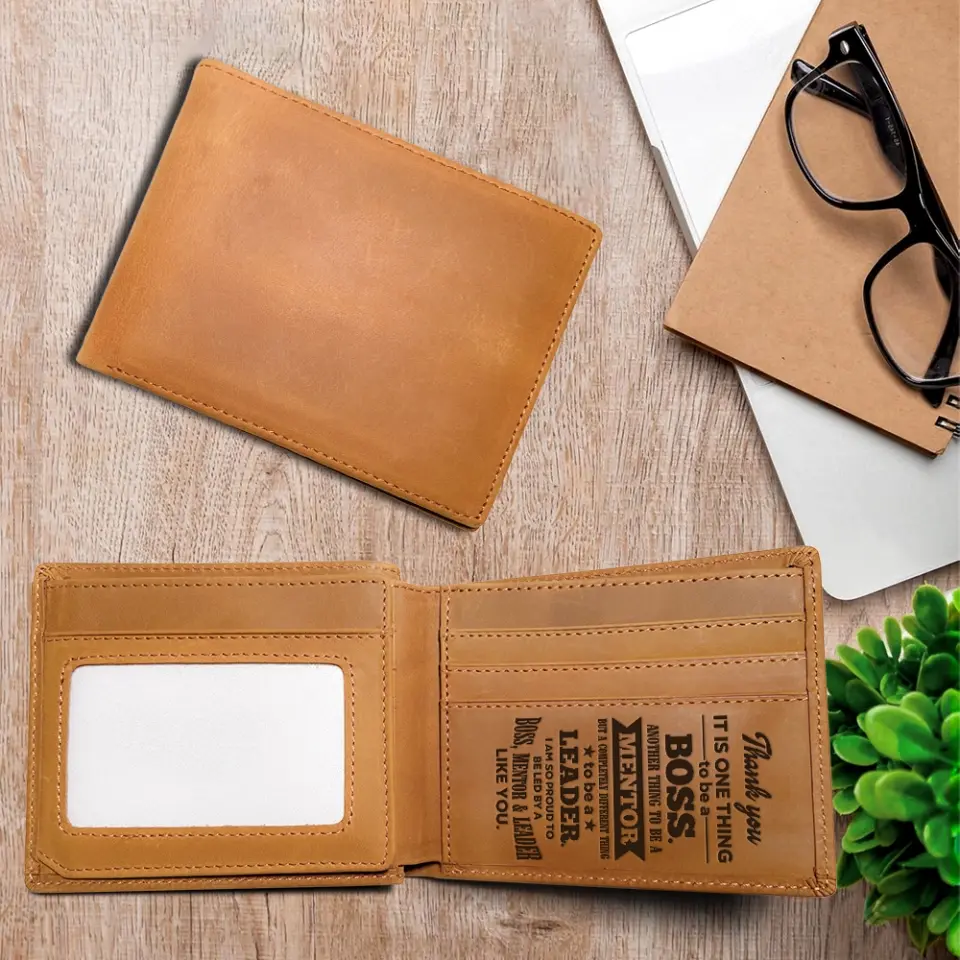It Is One Thing To Be A Boss - Engraved Leather Wallet - Image 6