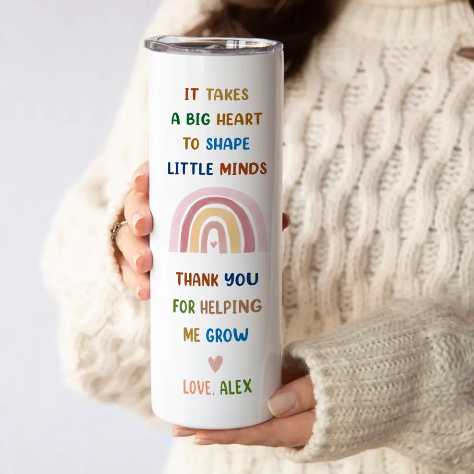 It Takes a Big Heart to Shape Little Minds 20oz Skinny Tumbler Teachers Birthday Appreciation Gift - Image 7
