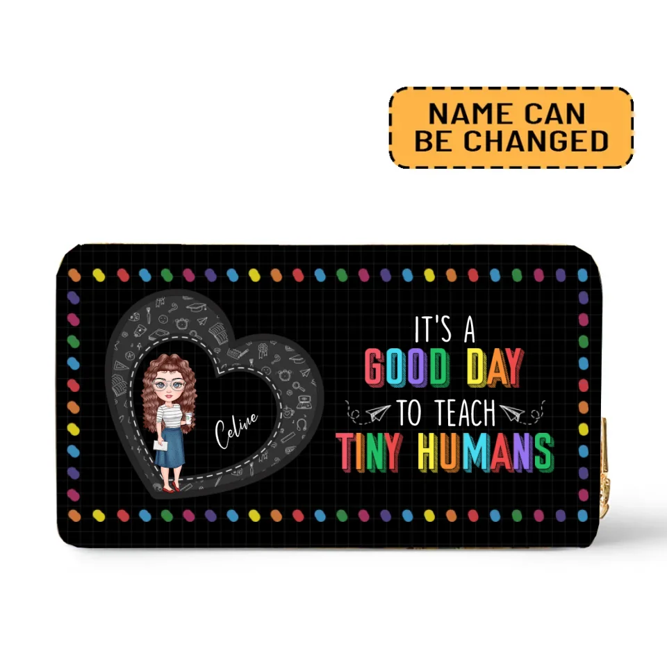 It's a Good Day to Teach Tiny Human - Personalized Leather Wallet - Gift for Teachers - Image 2