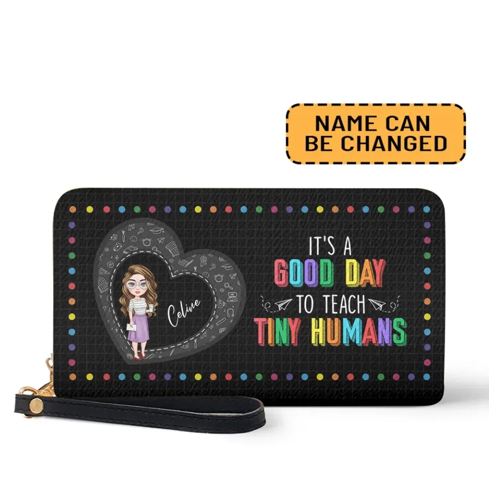 It's a Good Day to Teach Tiny Human - Personalized Leather Wallet - Gift for Teachers - Image 3