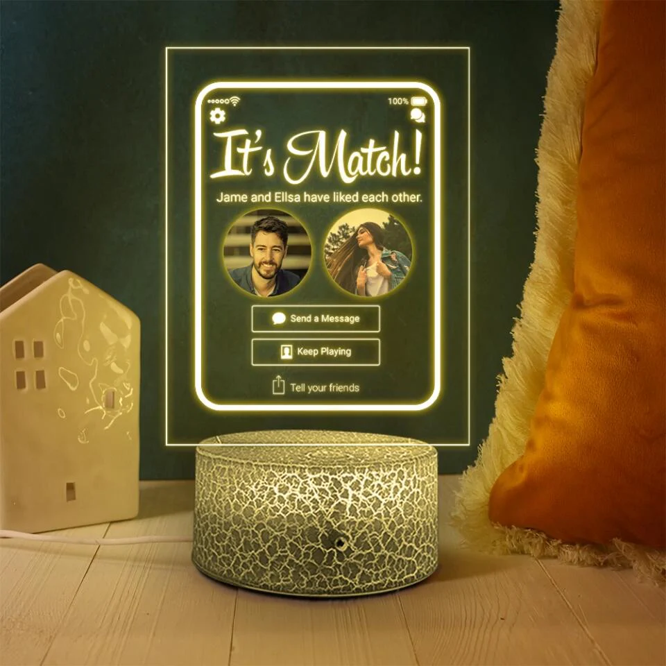 It's A Match - Personalized Acrylic Plaque LED Light With Photos - Image 4