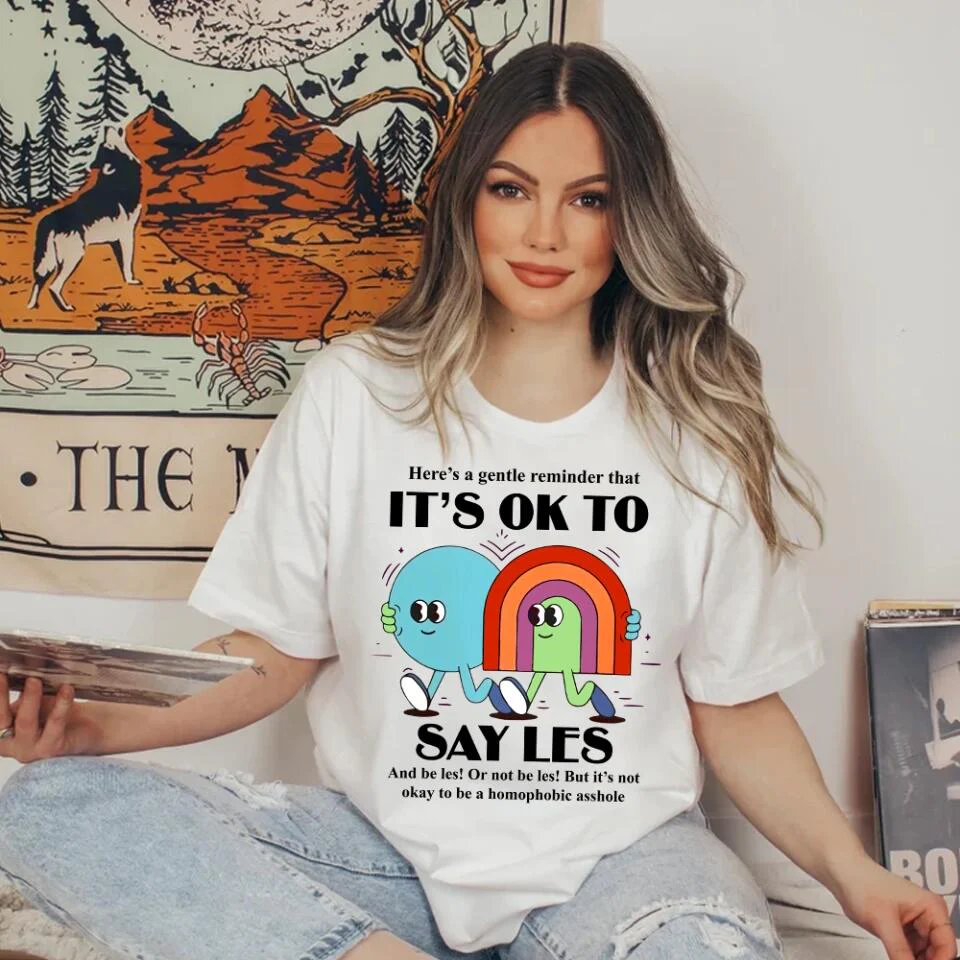 It's Ok to Say Gay Les - Don't be Homophobic - LGBT Inspired Shirt - Gay Rights - Sweatshirt - Hoodie - Gift for Gay Men Lesbian Couple - for Her Him - Valentine Gift - 212ICNVSSW401 - Image 11