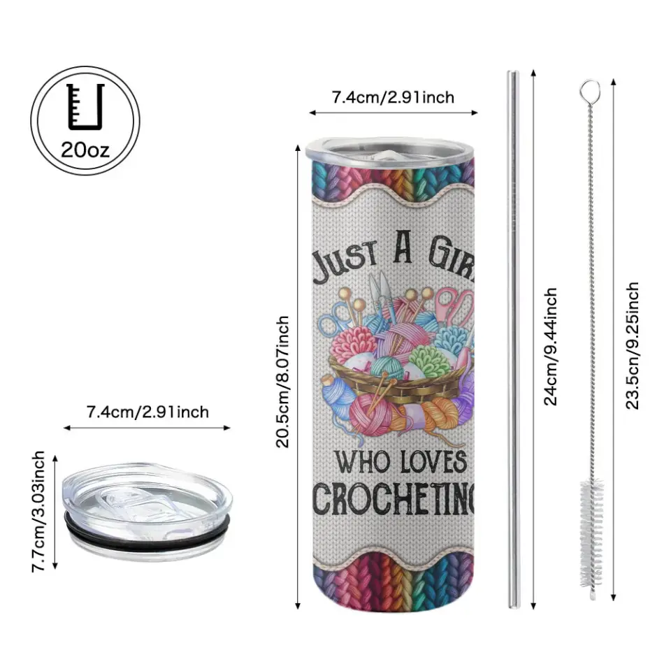 Just A Girl Who Loves Crocheting - Personalized Skinny Tumbler - Gift For Crotcheting Lovers - Image 5