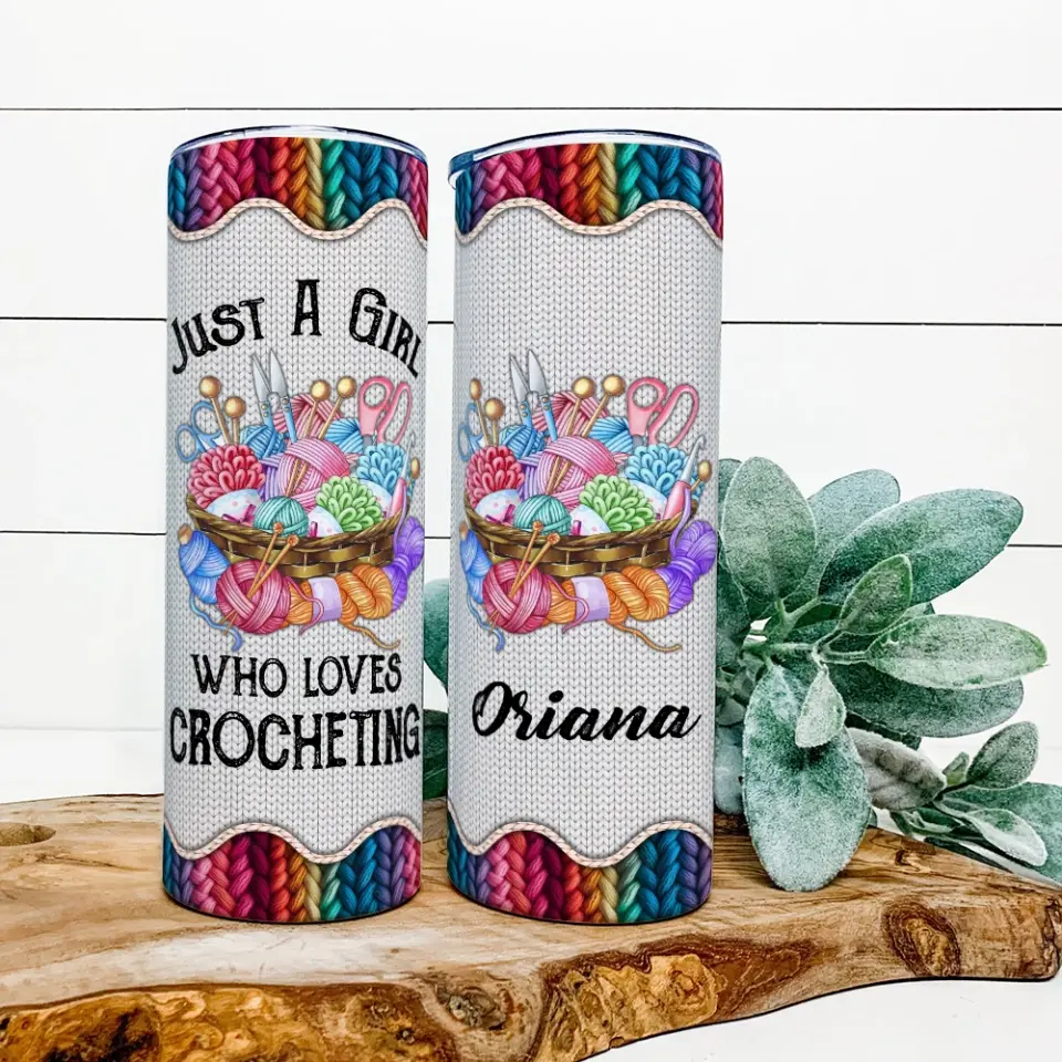 Just A Girl Who Loves Crocheting - Personalized Skinny Tumbler - Gift For Crotcheting Lovers - Image 6