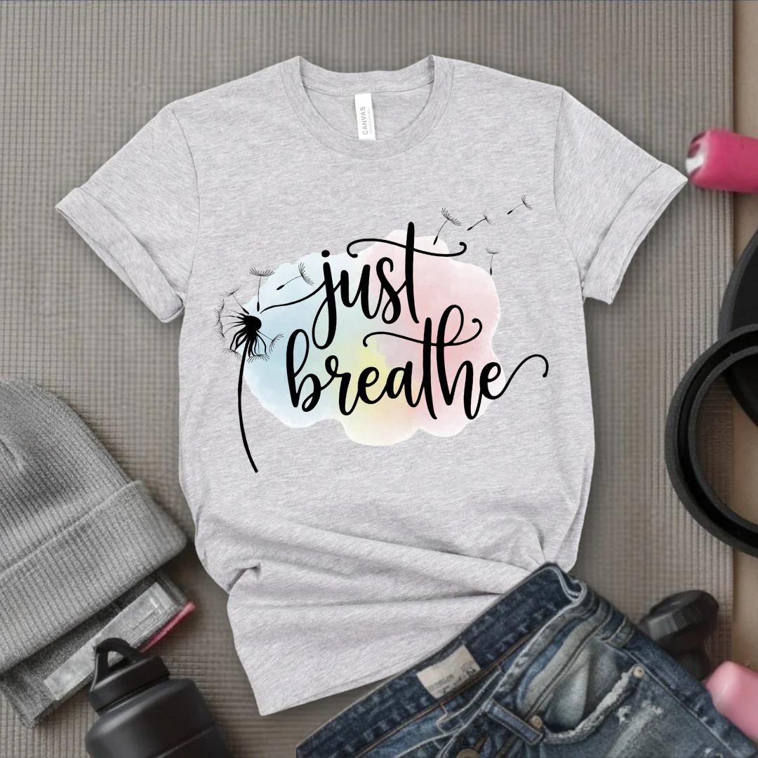 Just Breathe Shirt  - Meditation Shirt - Dandelion Shirt - Relaxing Shirt - Floral Positive Shirt - Gift for Woman - Bella Canvas 3001 - Image 2