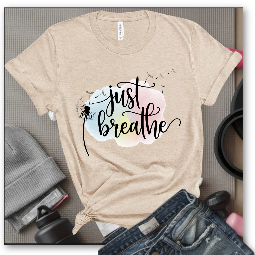 Just Breathe Shirt  - Meditation Shirt - Dandelion Shirt - Relaxing Shirt - Floral Positive Shirt - Gift for Woman - Bella Canvas 3001 - Image 3