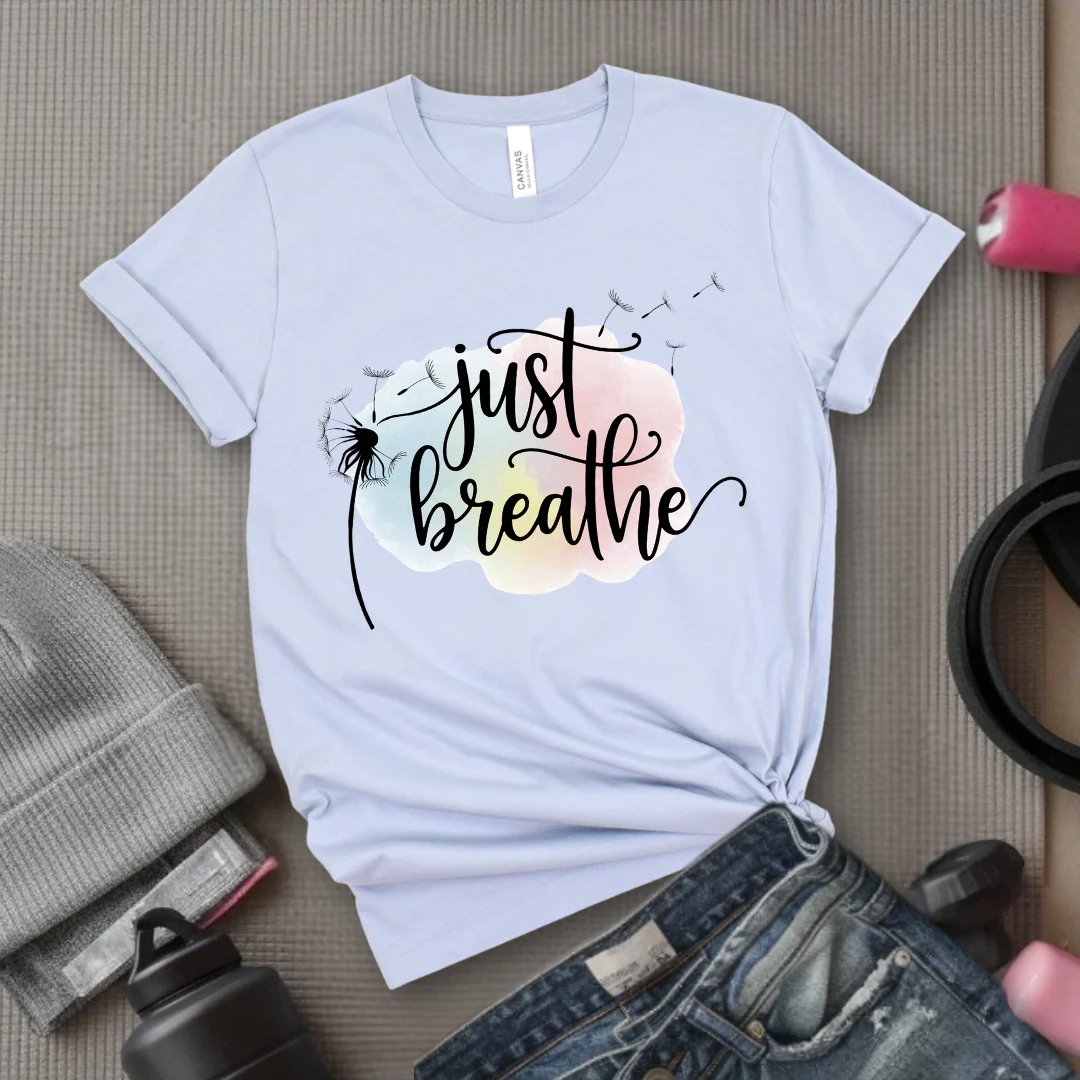 Just Breathe Shirt  - Meditation Shirt - Dandelion Shirt - Relaxing Shirt - Floral Positive Shirt - Gift for Woman - Bella Canvas 3001 - Image 4