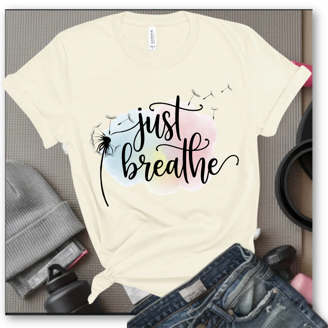Just Breathe Shirt  - Meditation Shirt - Dandelion Shirt - Relaxing Shirt - Floral Positive Shirt - Gift for Woman - Bella Canvas 3001 - Image 5