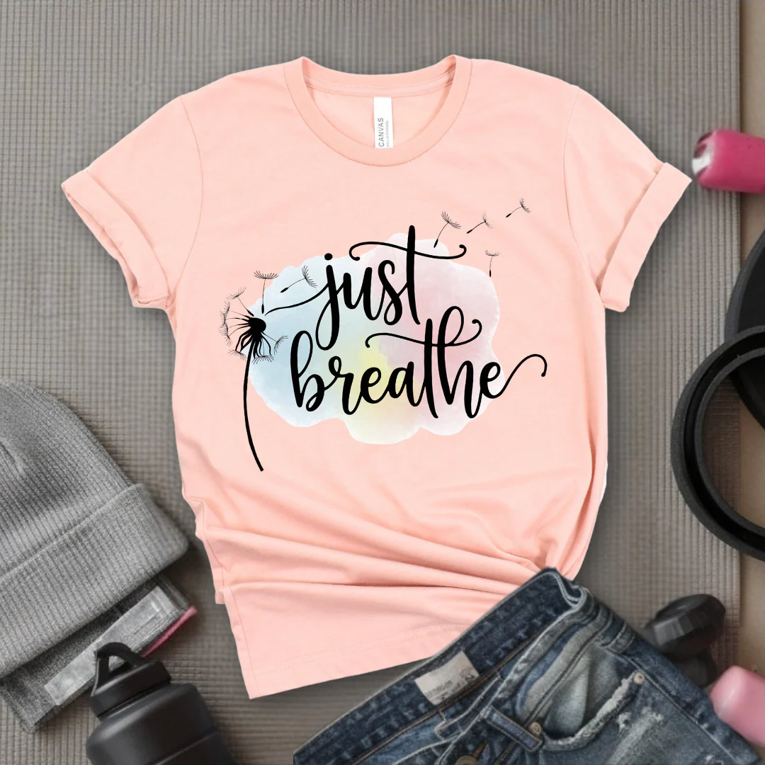 Just Breathe Shirt  - Meditation Shirt - Dandelion Shirt - Relaxing Shirt - Floral Positive Shirt - Gift for Woman - Bella Canvas 3001 - Image 6