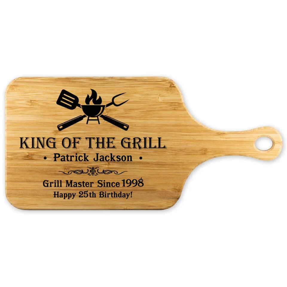 King of the Grill, Personalized Grill Master Since, Custom Name & Years, Wood Cutting Board, Gift for Grill Lover - Image 2