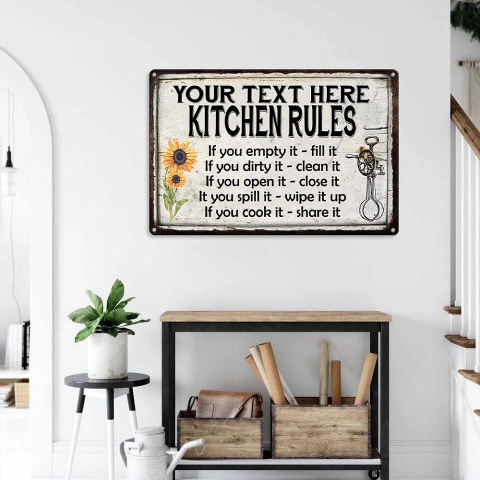 Kitchen Rules Personalized Rules Metal Sign - Image 4