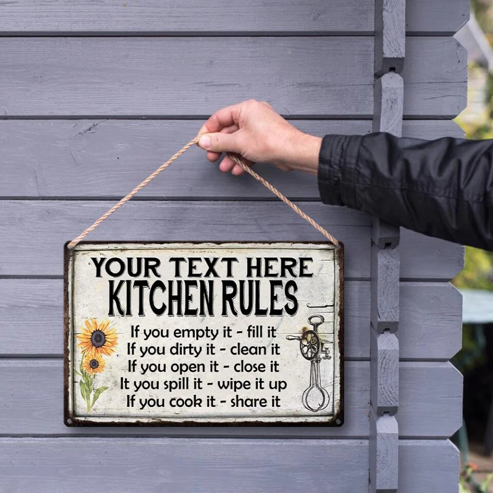 Kitchen Rules Personalized Rules Metal Sign - Image 6
