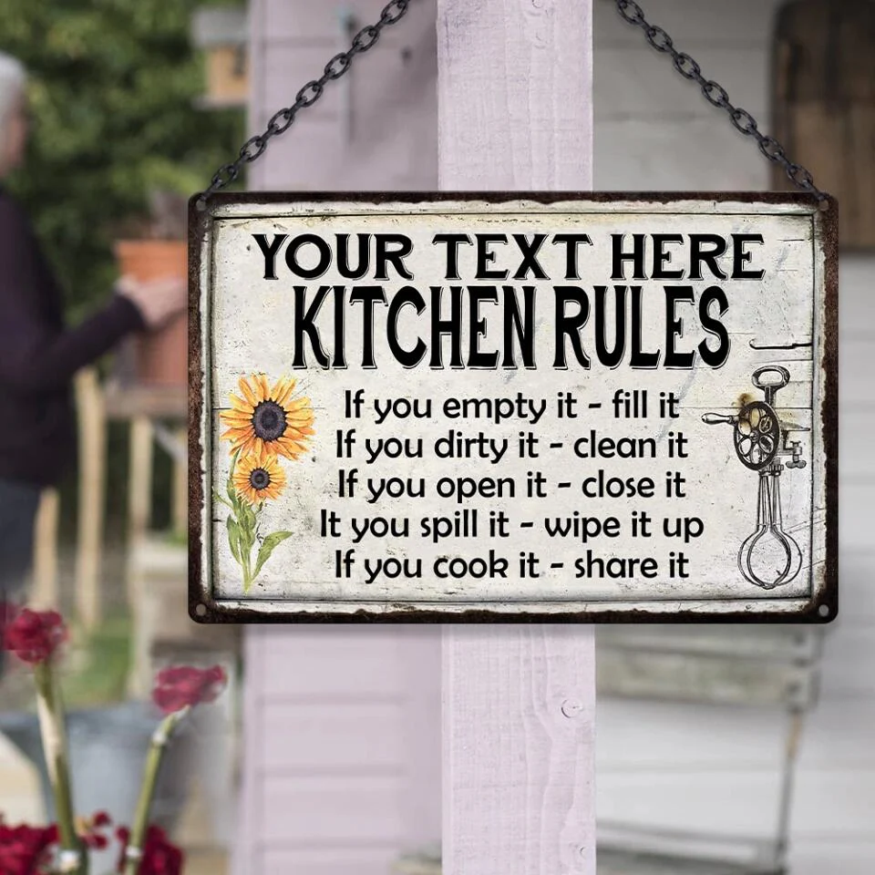 Kitchen Rules Personalized Rules Metal Sign - Image 7