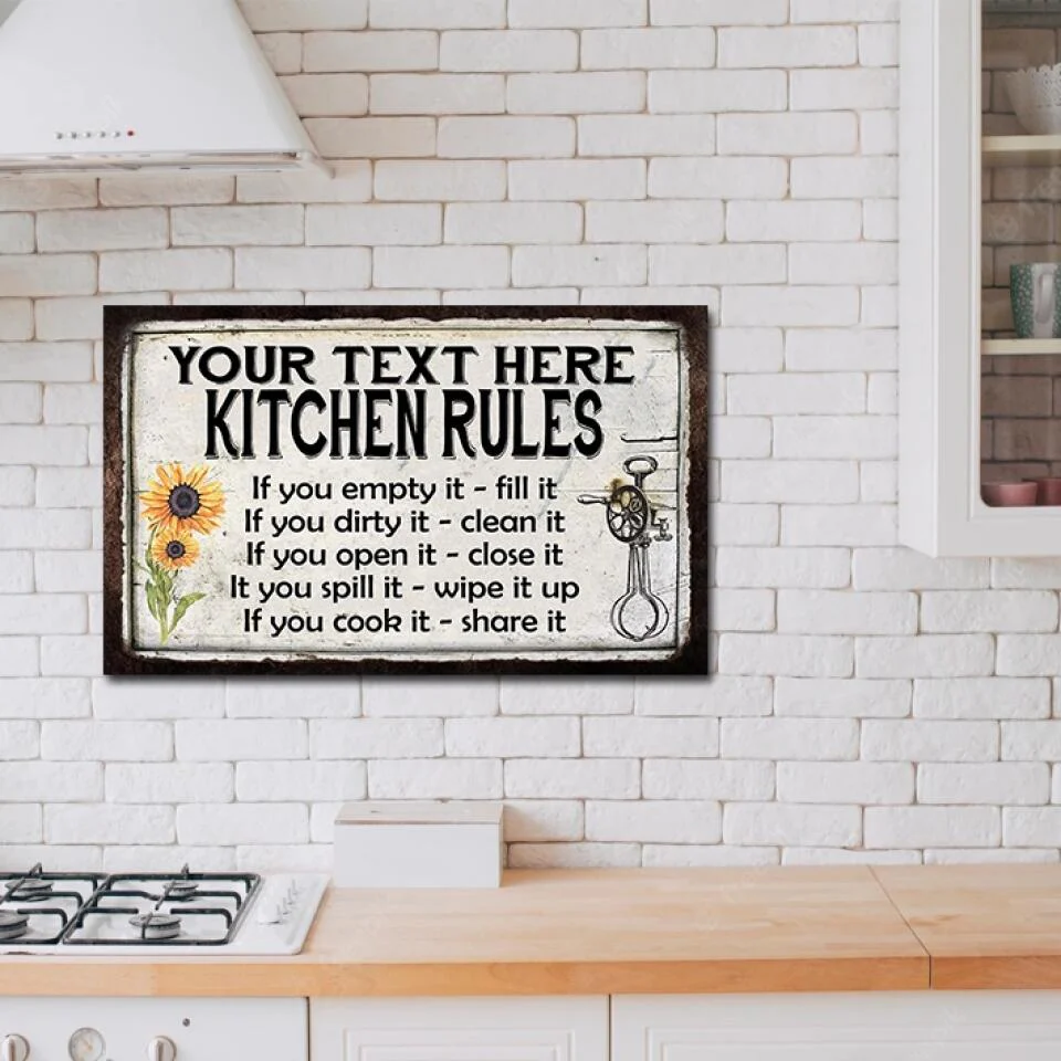 Kitchen Rules Personalized Rules Metal Sign - Image 9