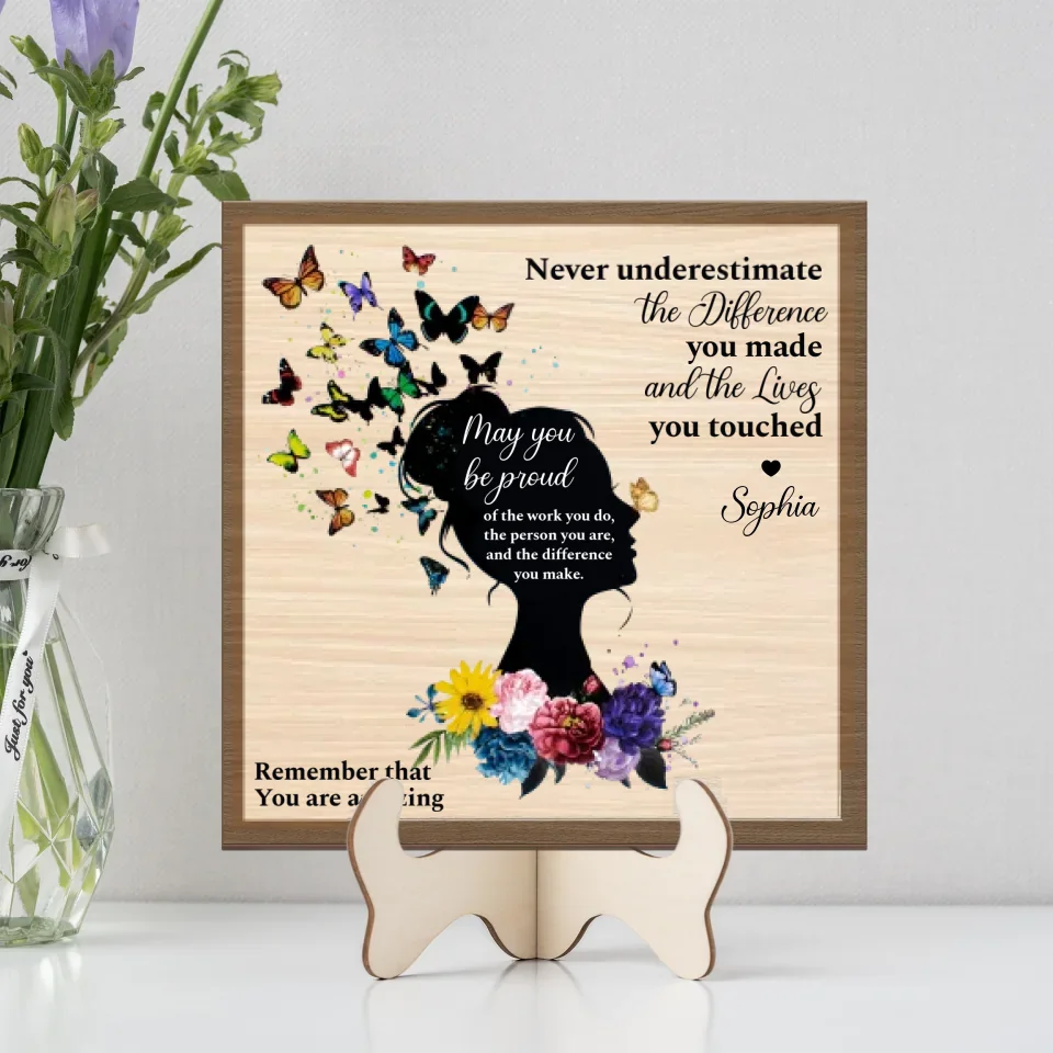 Lady Boss Thank You Gift - Never Underestimate The Difference You Made and The Lives You Touched - 2 Layered Wooden Sign - Office Decor - Image 2