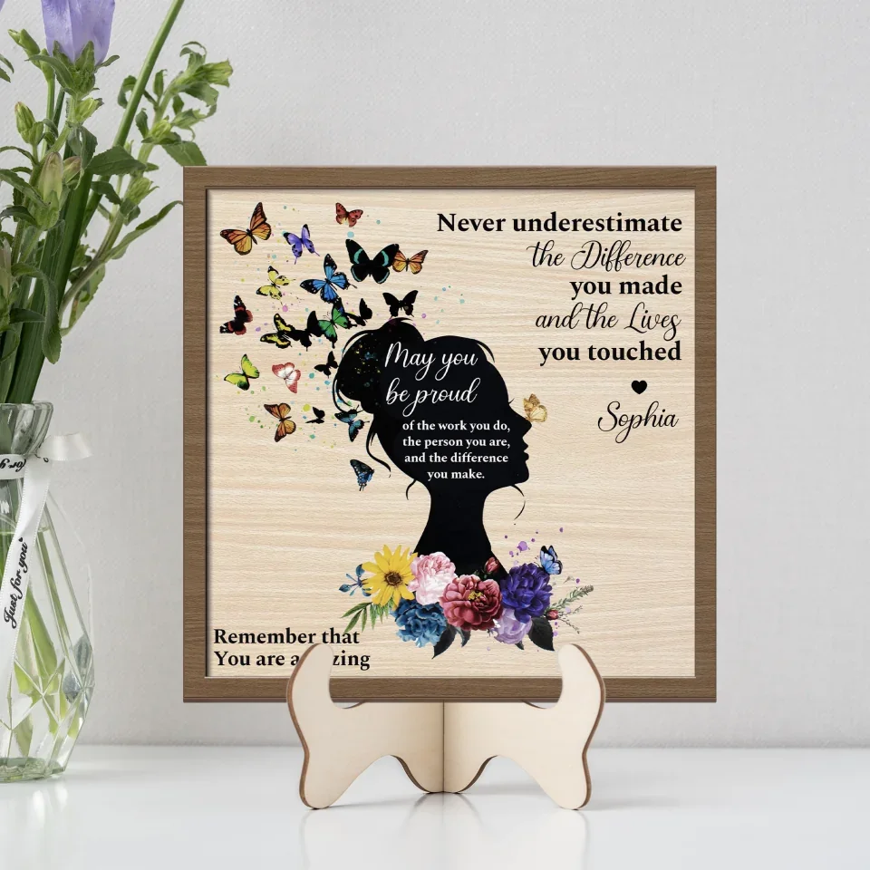 Lady Boss Thank You Gift - Never Underestimate The Difference You Made and The Lives You Touched - 2 Layered Wooden Sign - Office Decor - Image 5