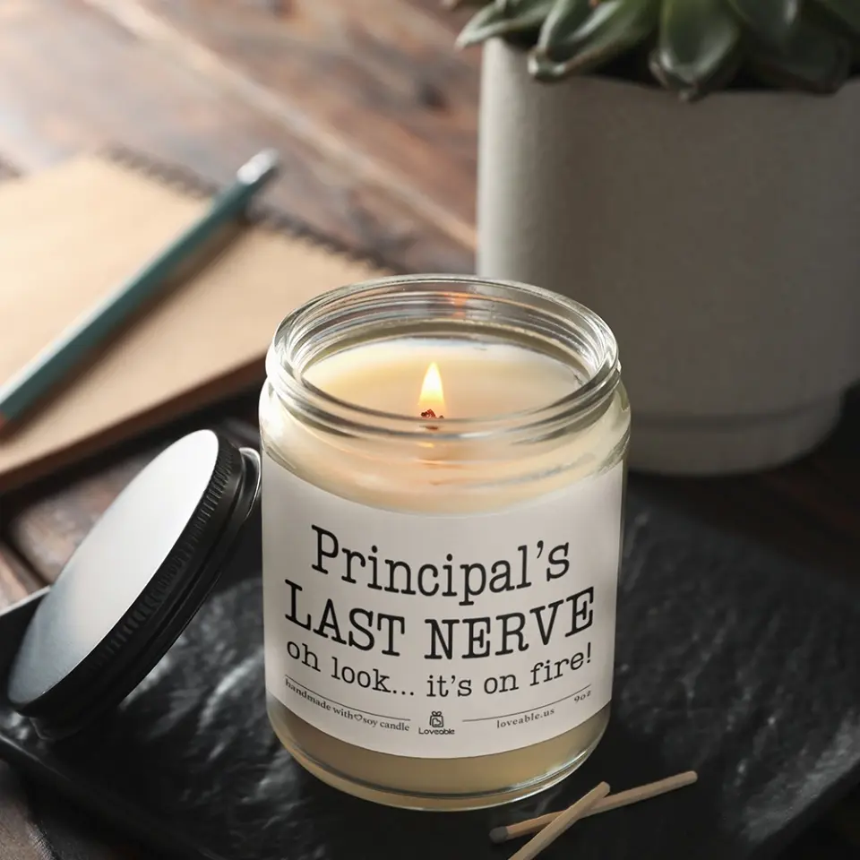 Last Nerve Oh Look It's On Fire - Personalized 9oz Scented Soy Candle - Gift For Teacher Principal - Image 5