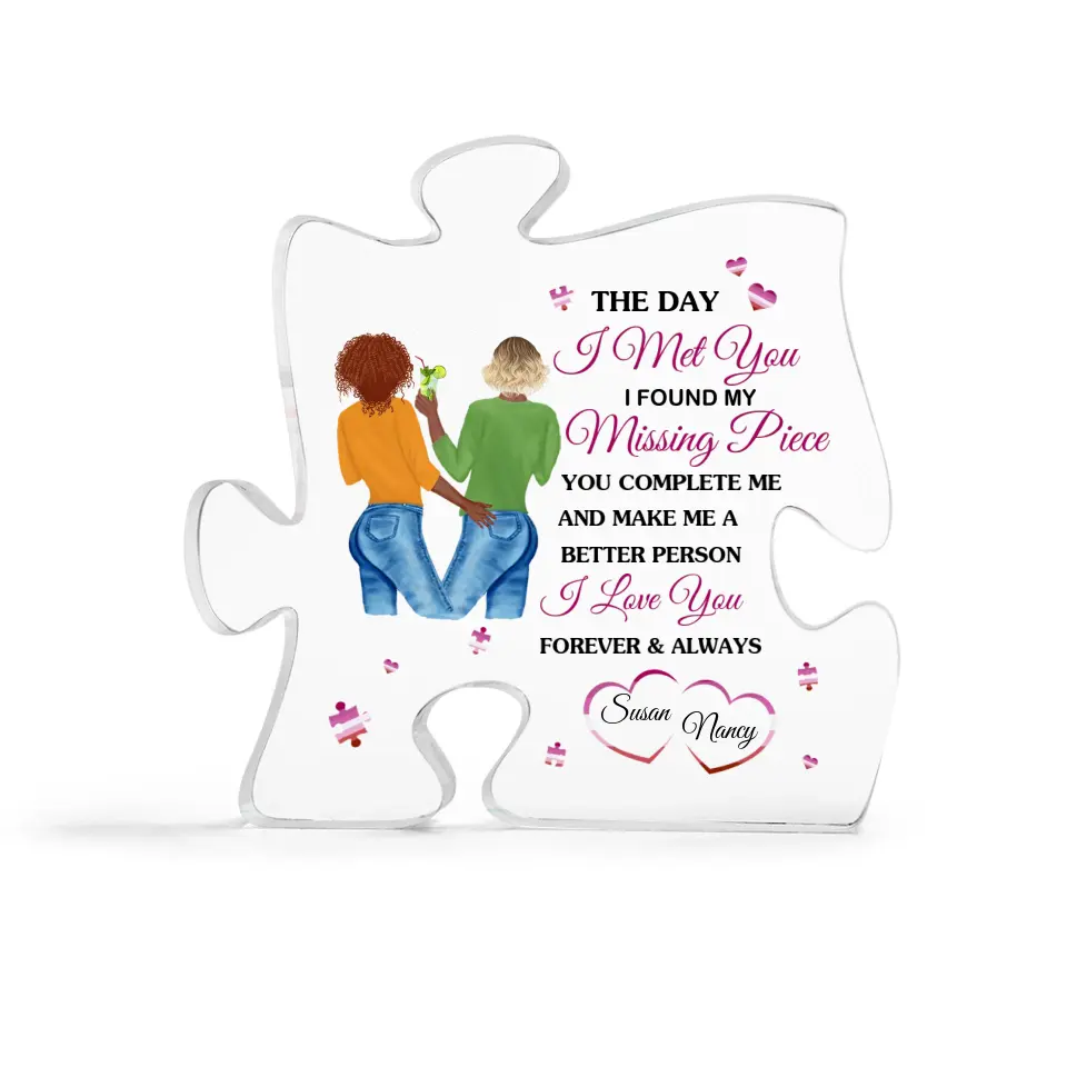 Lesbian Couple Gift - The Day I Met You I Found My Missing Piece - Puzzle Acrylic Plaque - Image 2