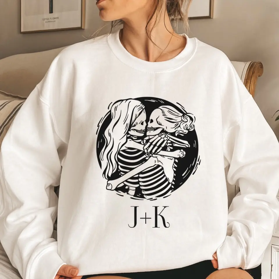 Lesbian Couple - Personalized Sweatshirt - Halloween Gifts | 308IHPBNTS901 - Image 3