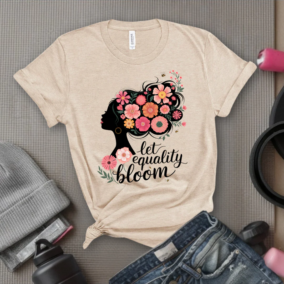 Let Equality Bloom T-shirt - Feminism Inspired Tee - Women Right Shirts - Unisex Jersey Short Sleeve Shirt - Gift for Feminists - Bella Canvas 3001 - Image 2