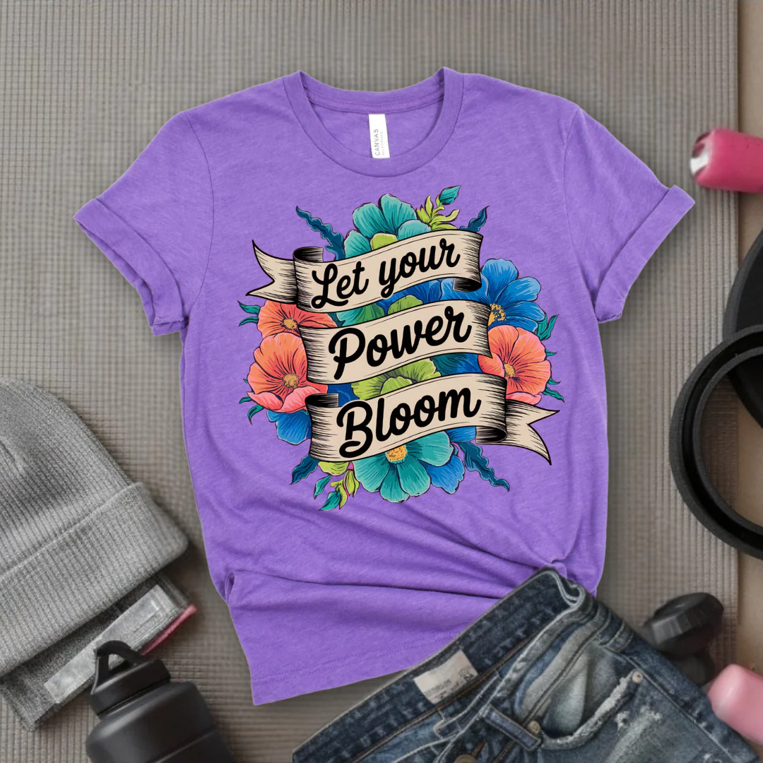 Let Your Power Bloom T-shirt - Floral Women Empowerment Inspired Tee - Unisex Jersey Short Sleeve Shirt - Gift for Yourself, Female Friends - Bella Canvas 3001 - Image 9