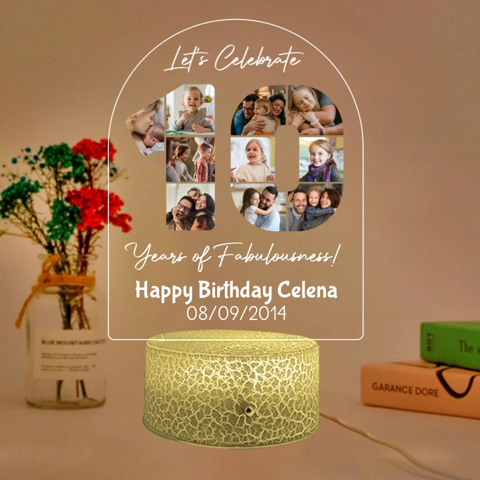 Let's Celebrate 10 Years Of Fabulousness - Personalized 3D LED Light - 10th Birthday Gift - Image 2