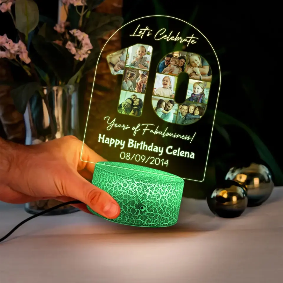 Let's Celebrate 10 Years Of Fabulousness - Personalized 3D LED Light - 10th Birthday Gift - Image 5
