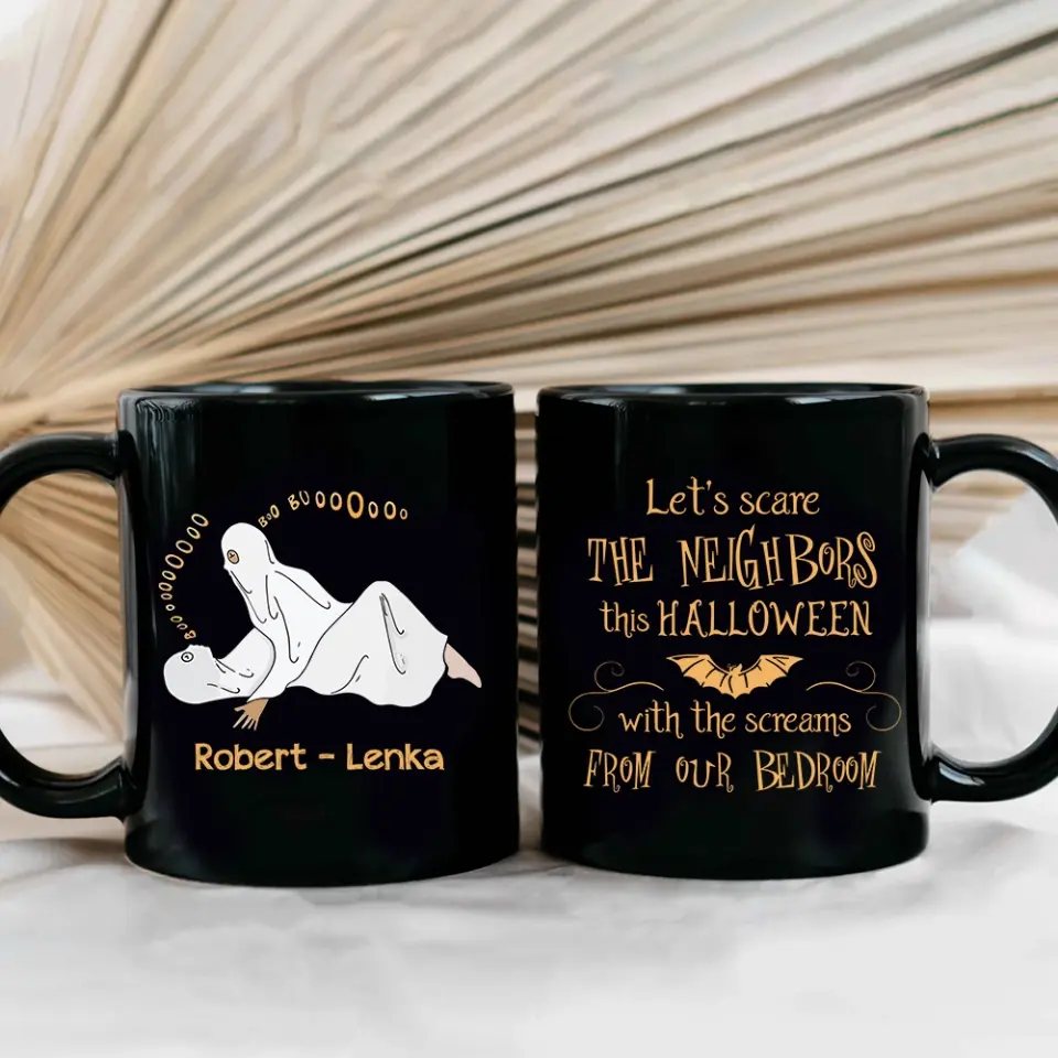 Let's Scare The Neighbors This Halloween - Personalized Black Mug - Image 5